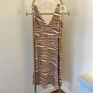 Satin zebra midi dress